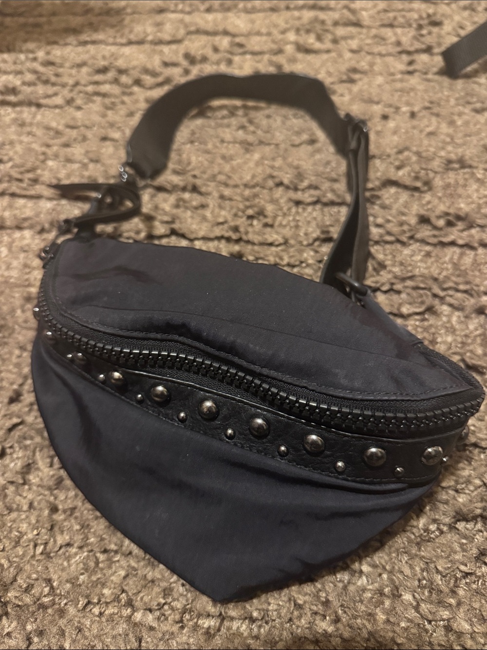 Rebecca Minkoff Black Stud-Trim Crossbody Belt Bag